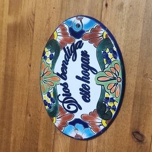 Mexican Handmade/Painted Oval House Sign Terracotta 8.5x6.5" High Quality